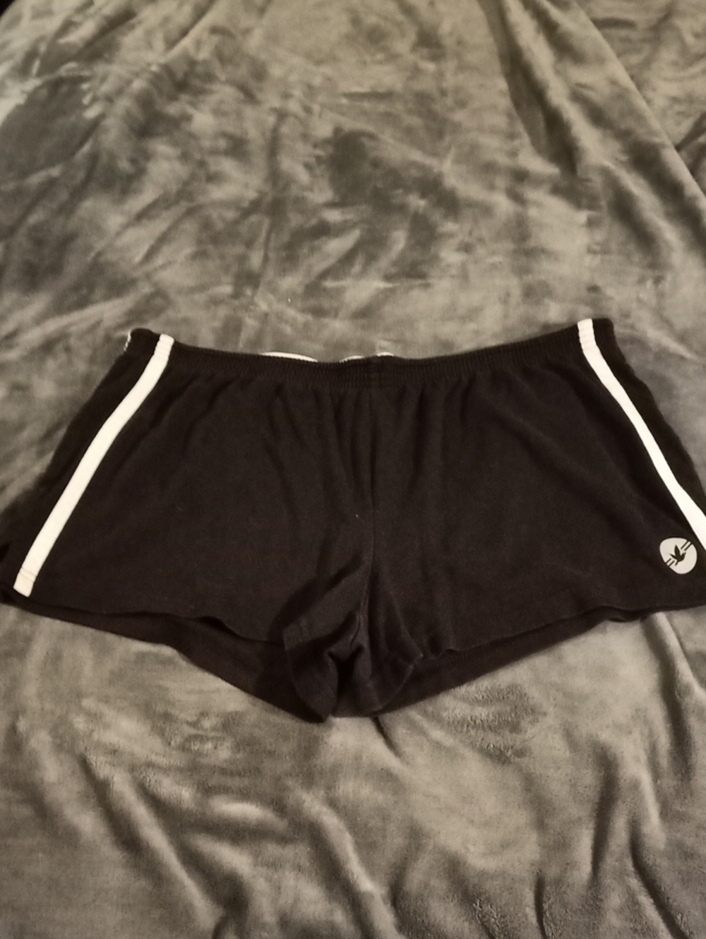 aerie Black Athletic Lounge Shorts with White Side Stripes